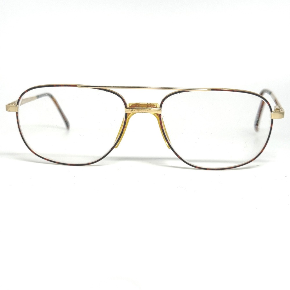 Marchon 109 217 Gold Aviator Eyeglasses Frames Italy‎ 57-17-140 Tortoise Accents